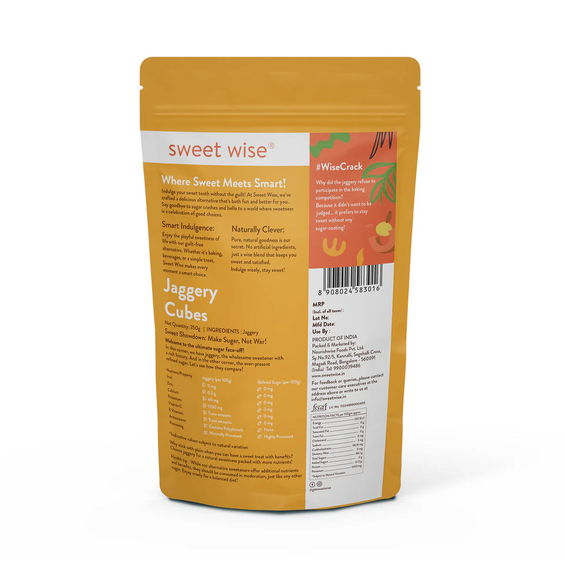 Jaggery Cubes | Natural Sweetener - High In Minerals & Immunity Booster - Sweet Wise - 350gm