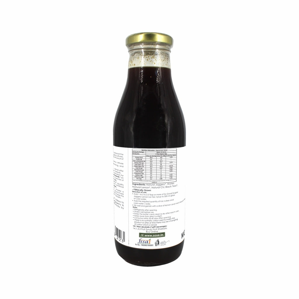 Syrup | Jaggery Lemon Ice Tea Syrup (Made With Natural And Ethical Ingredients) - Natural - Sulphur Free, Cane Free, No Colors, No Preservatives & No Artificial Flavour - So Good - 500ml