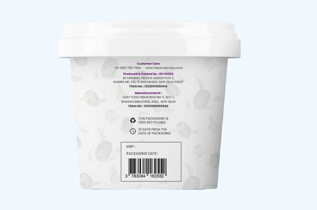 Ice Cream | Ganga Plains Jamun Ice Cream – Hand Crafted Ice Cream – 100% Natural – No Added Preservatives, No Oil Fat & No Stabilisers – INDUS CREAMERY – 500ml