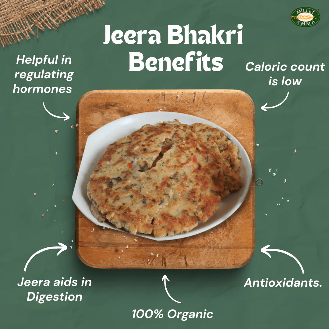 Bhakri | Baked Jeera Bhakhri – Vegan -No Preservatives & Vacuum Packed- Millet Amma – 180gm