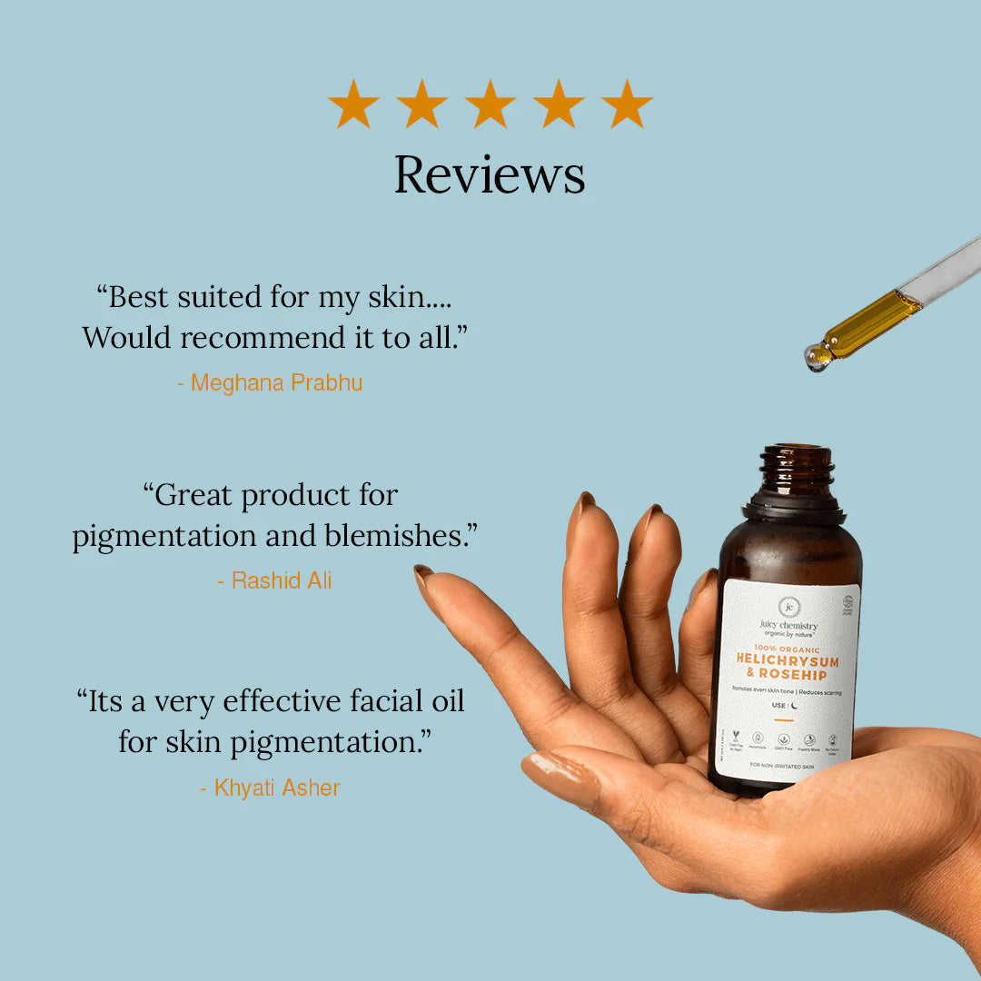 100% Organic Helichrysum & Rosehip (Cell Construction Facial Oil 30 ml) - Juicy Chemistry - 10ml