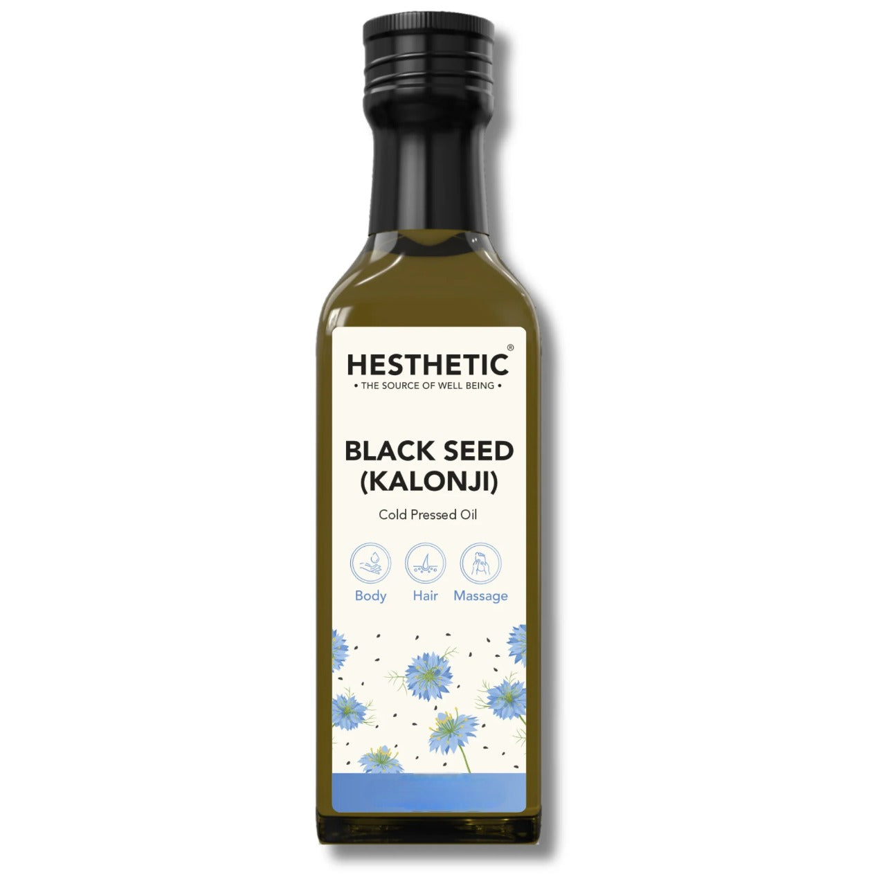 Kalonji Oil | Black Cumin Seed (Kalonji) – For Body, Hair & Massage – Virgin Cold Pressed Oil – HESTHETIC – 250ml