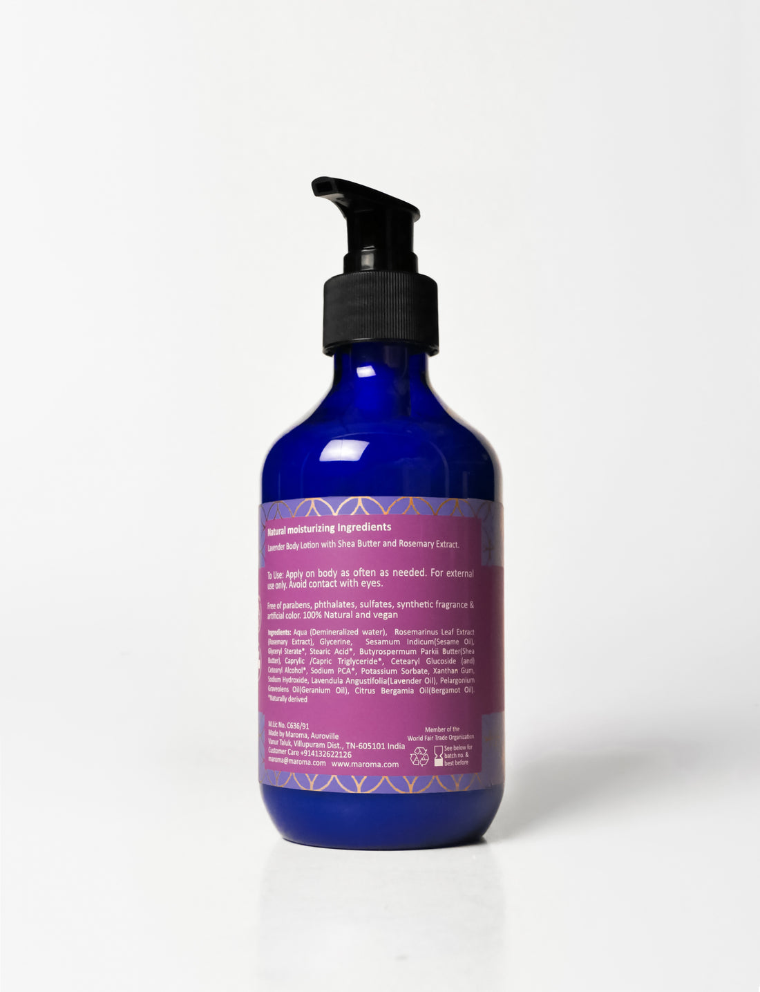 Body Lotion | Lavender Body Lotion (With Rosemary Extract)- Vegan, Cruelty Free, Palm Oil Free, No Parabens & No Synthetic Fragrances - Maroma - 300ml