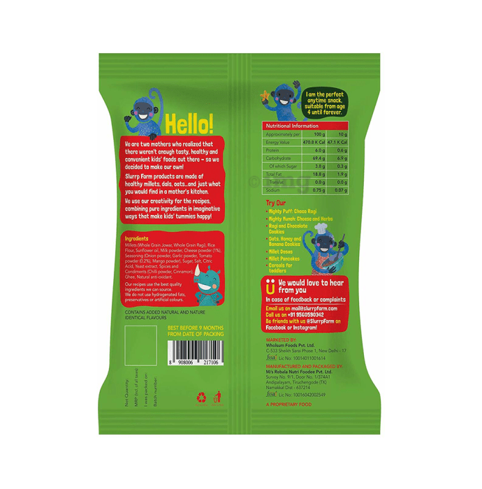Mighty Munch Tangy Tomato - No Maida & Low Salt - Slurrp Farm - 20gm
