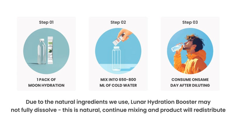 Electrolyte Drink | Lunar Hydration Booster - Lemon Flavour - Vegan, Gluten Free, Non GMO & No Added Sugar - Moon - (6x16g Strips) - 96gm