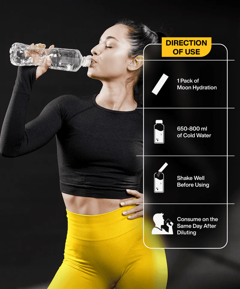 Electrolyte Drink | Lunar Hydration Booster - Lemon Flavour - Vegan, Gluten Free, Non GMO & No Added Sugar - Moon - (6x16g Strips) - 96gm