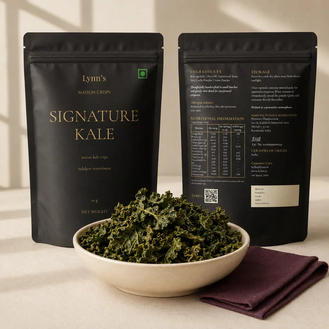 Chips | Signature Kale Crisps- Savoury snack- No Added Preservatives -Lynn&