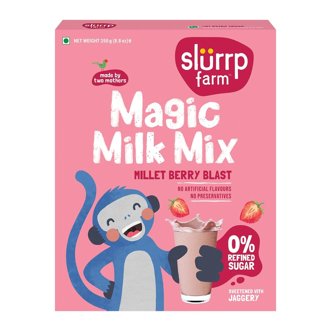 Milk Mix | Magic Milk Mix - Millet Berry Blast – Only Jaggery, Jowar & Oats - Natural - High In Protein, Fibre And Iron, Zero Maida, Refined Sugar And Maltodextrin – Slurrp Farm – 250gm