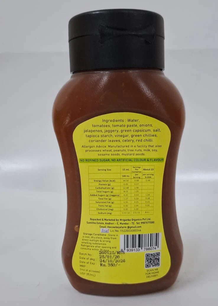 Sauce | Spiced Mexican Salsa Sauce – No Added Preservatives, No Refined Sugar, Zero Chemicals – The Cowboys Farm – 295ml