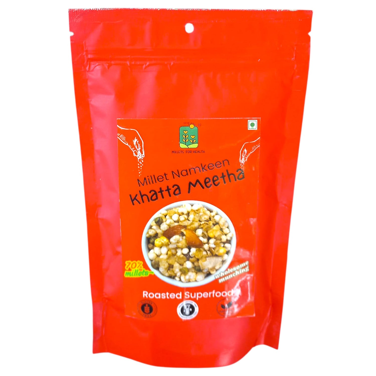 Namkeen | Millet Namkeen (Khatta Meetha) - 70% Millet - Roasted Superfood - Gluten Free & No Added Preservatives - Millet For Health - 90gm