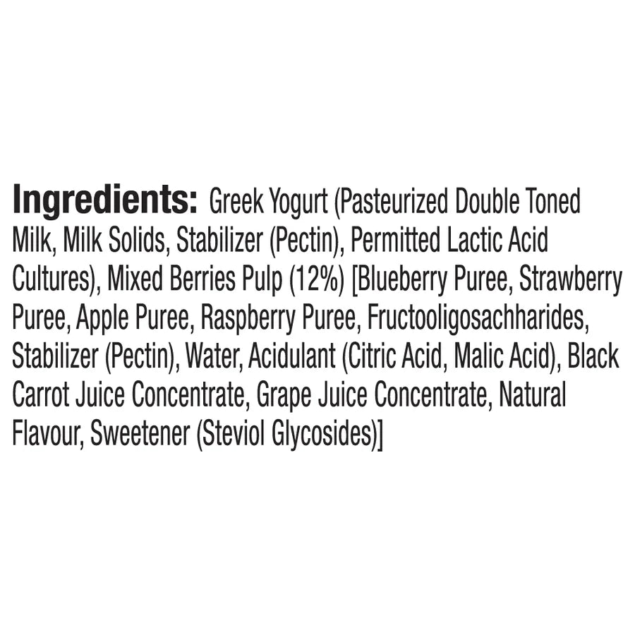 Yogurt | Greek Yogurt - Mixed Berries - 5g Protein - No Added Preservatives & No Added Sugar - Epigamia - 85gm