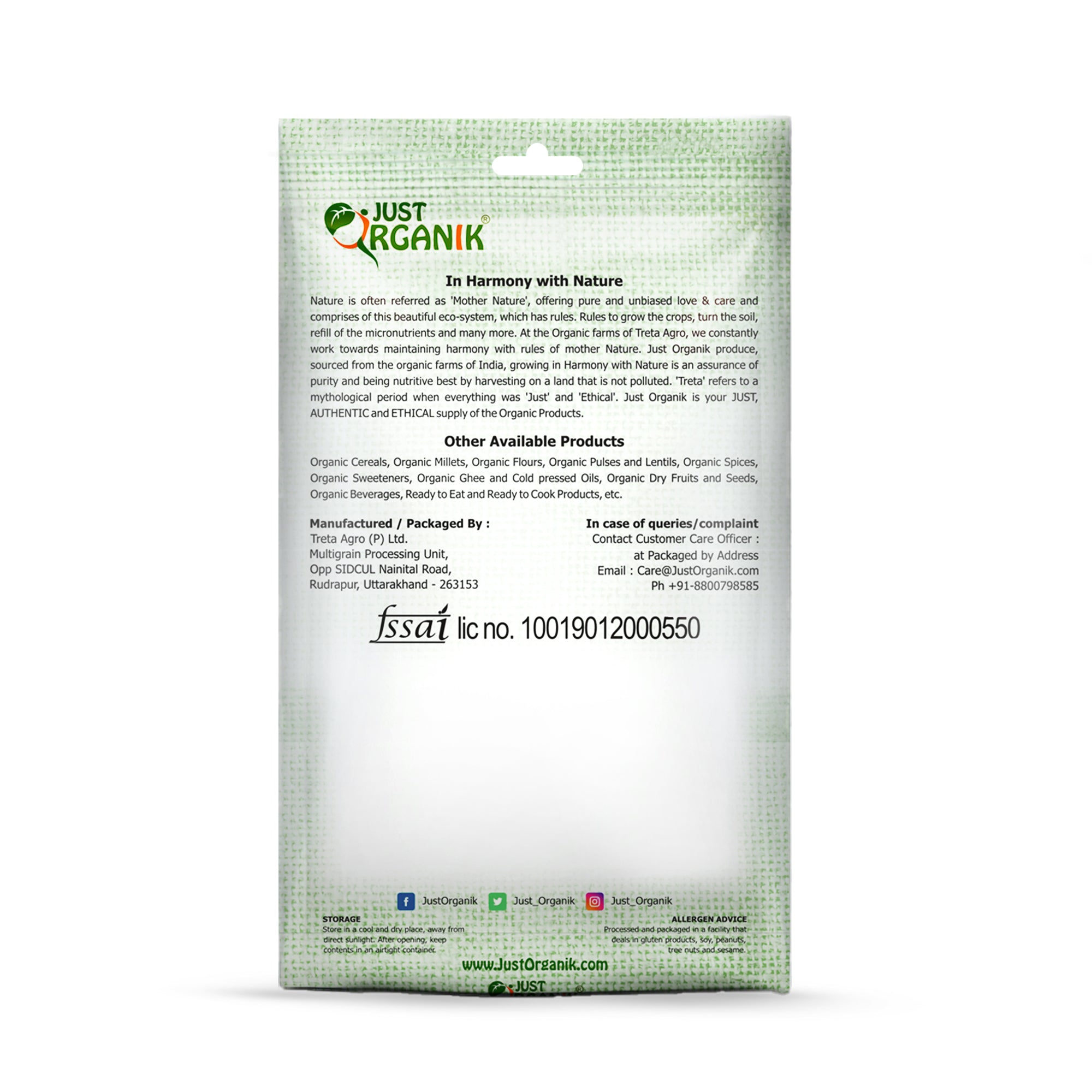 Moong Split - USDA Organic - Just Organik - 500gm
