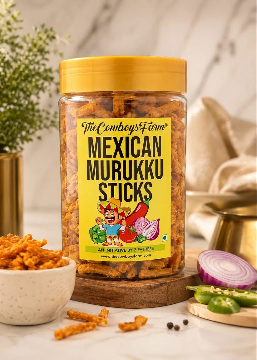 Murukku Sticks |Mexican Murukku Sticks-Made with Ragi – No Palm Oil , Rice Flour & Urad Dal ,No Added Ajwain ,No Preservative Free & Chemical Free – The Cow Boys Farm – 170 gm