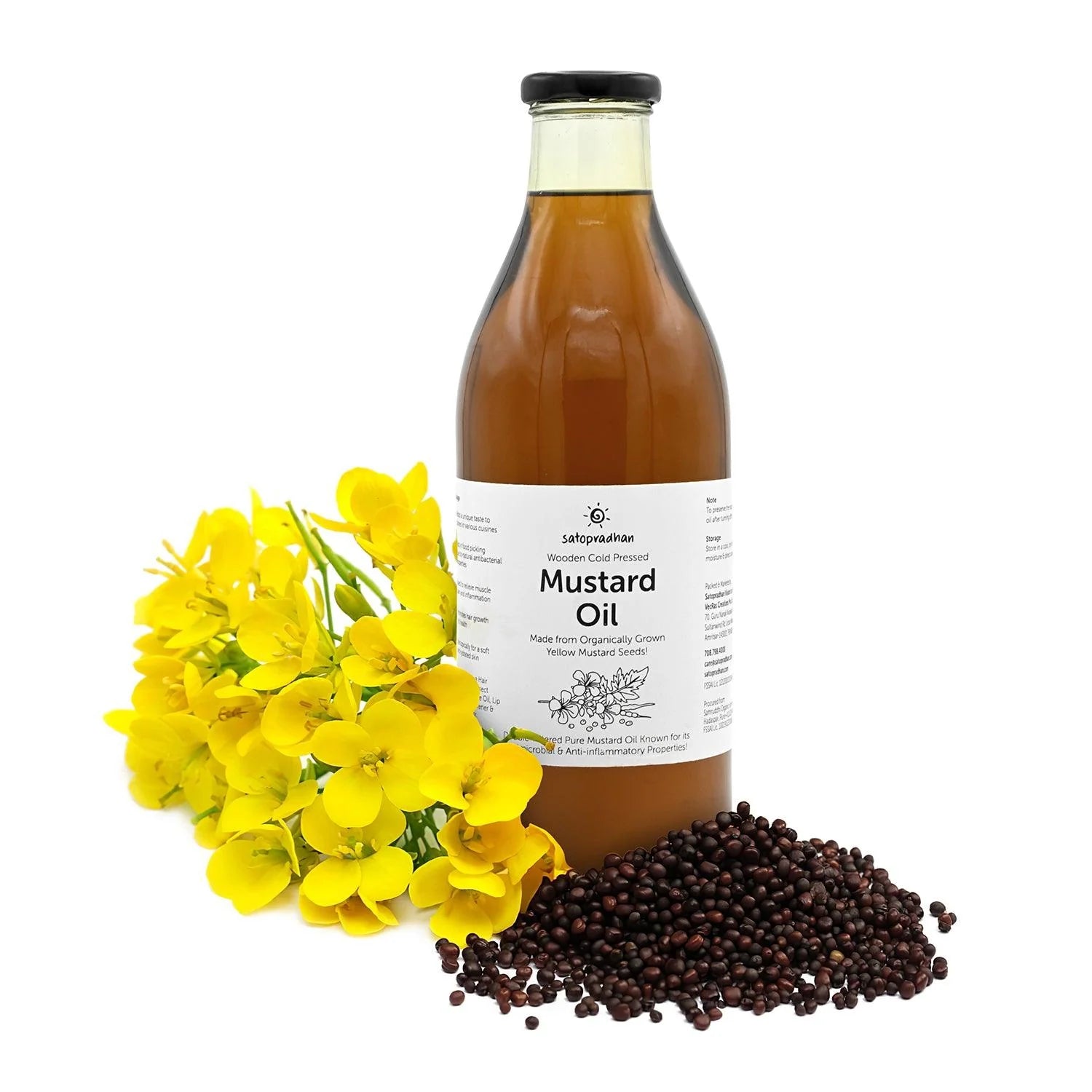 Oil | Mustard Oil - 100% Organic, Wooden Cold-pressed & Double filtered- No Preservatives - Satopradhan – 1000ml