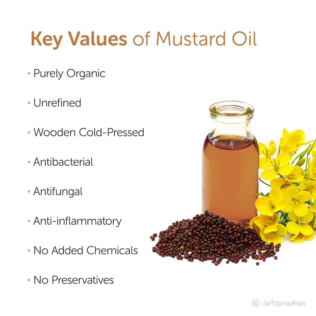 Oil | Mustard Oil - 100% Organic, Wooden Cold-pressed & Double filtered- No Preservatives - Satopradhan – 1000ml