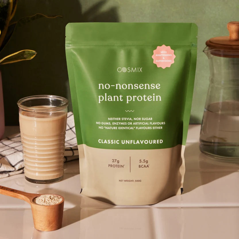 Protein Powder | Plant Protein – No Nonsense - (Classic Unflavored) - 26gm Protein Per Serving – Gut Friendly, Lactose Free, No Trans Fat, Soy Free, No Added Sugar, Stevia, Gums, Enzymes & No Added Artificial Flavours - Cosmix – 500gm