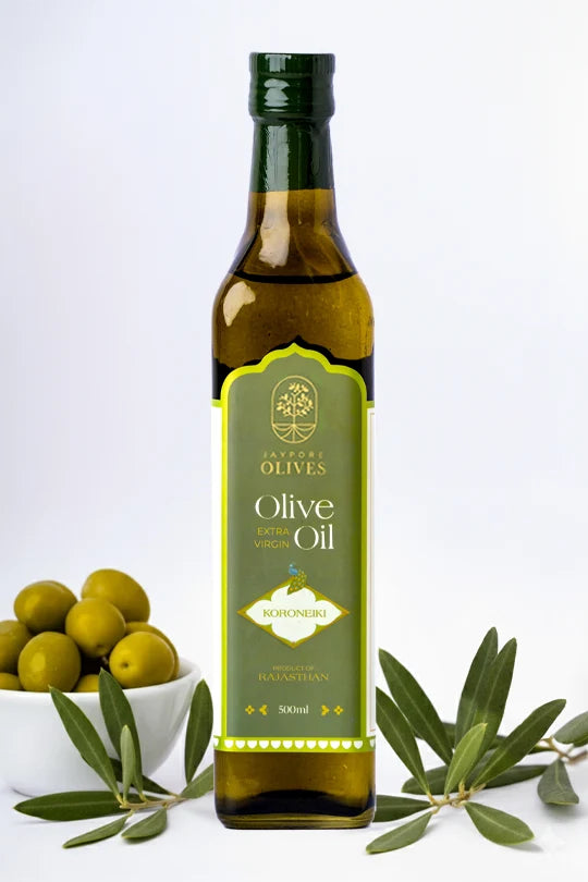 Oil | Extra Virgin Olive Oil (Koroneiki)- Unrefined - Cold Pressed & 100% Olive Oil -No Added flavours & fragrances- Jaypore Olives 500ml