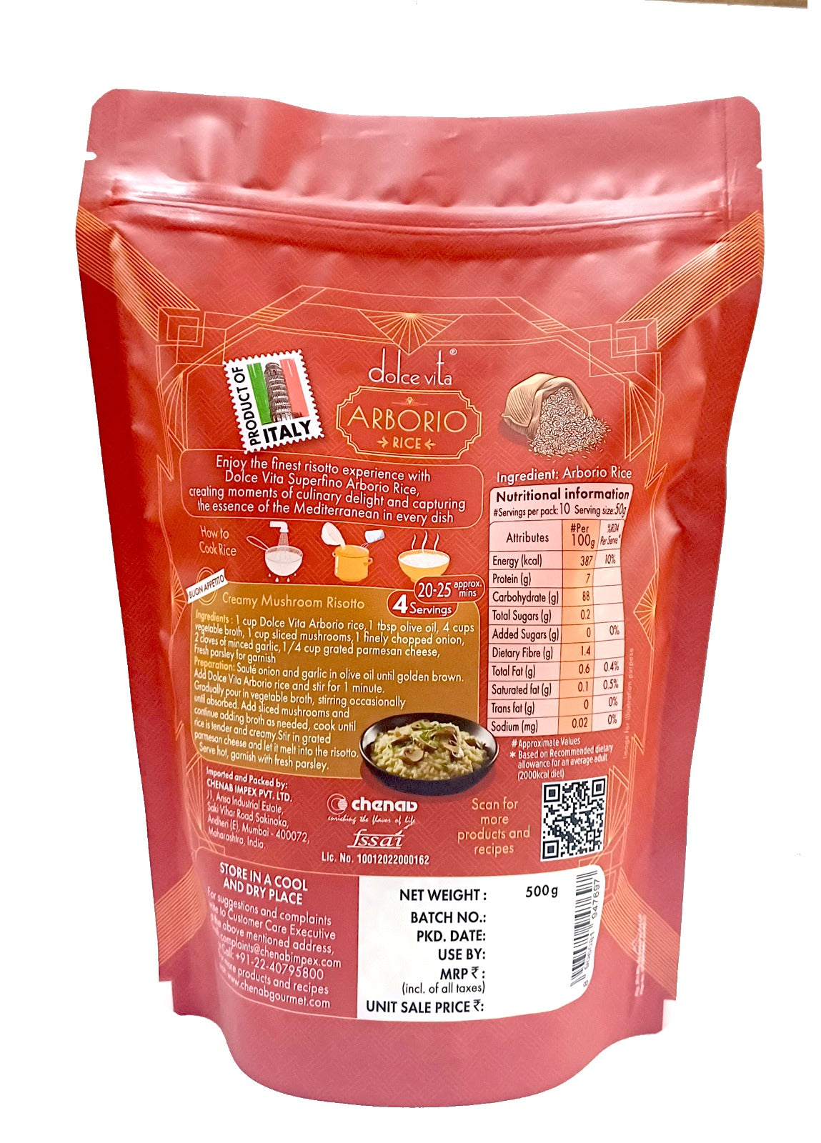 Arborio Rice | For A Classic Risotto – Dolce Vita – 500gm