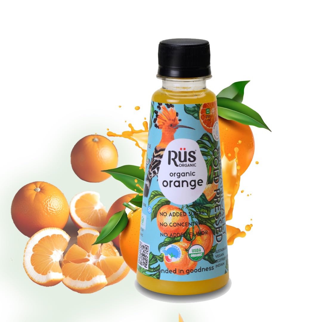 Juice | Orange Juice – USDA Organic – Cold Pressed - Vegan, Eco Friendly, No Added Sugar And Concentrate - Rus Organic – 1000ml