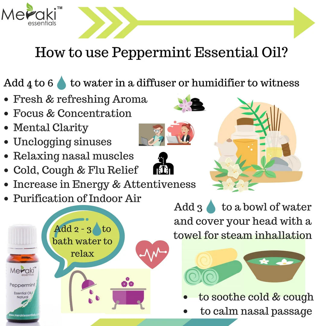 Peppermint Oil (Mentha Piperita) - Natural - Indian - Meraki Essentials - 10ml