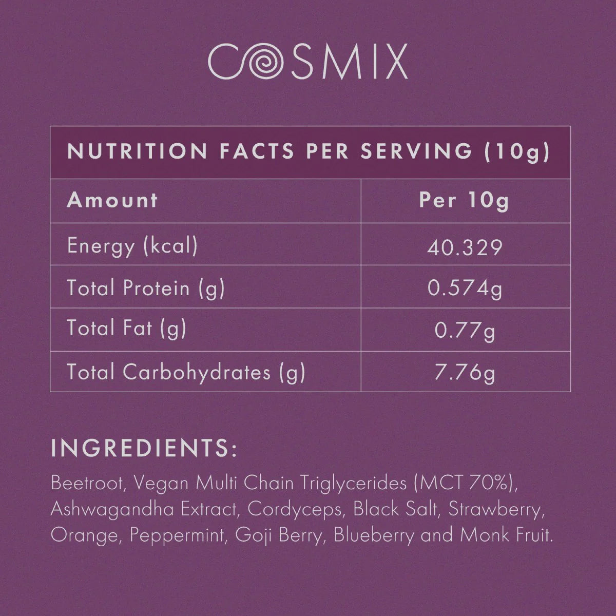 Pre Workout Powder | Pure Plant - Focus And Endurance - Energy Without Crash - Delayed Muscle Fatique - Caffeine Free - Cosmix - 200gm