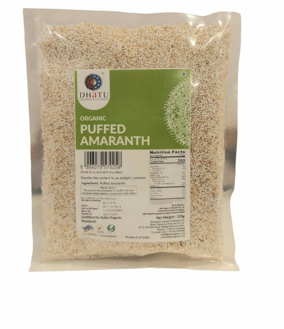 Amaranth Puffed | Organic - Dhatu Organic - 100gm