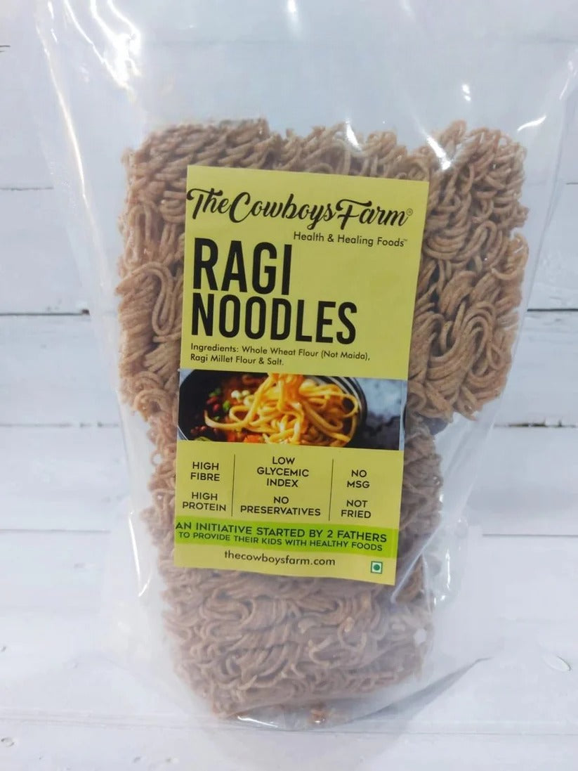 Ragi Noodles | Not Fried - High In Fibre And Protein, No Maida, No Msg & No Added Preservatives - The Cowboys Farm - 170gm