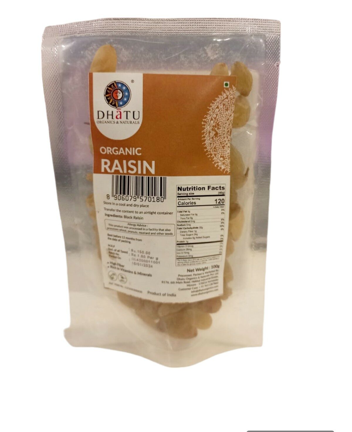 Raisins - Dhatu Organic - 100gm