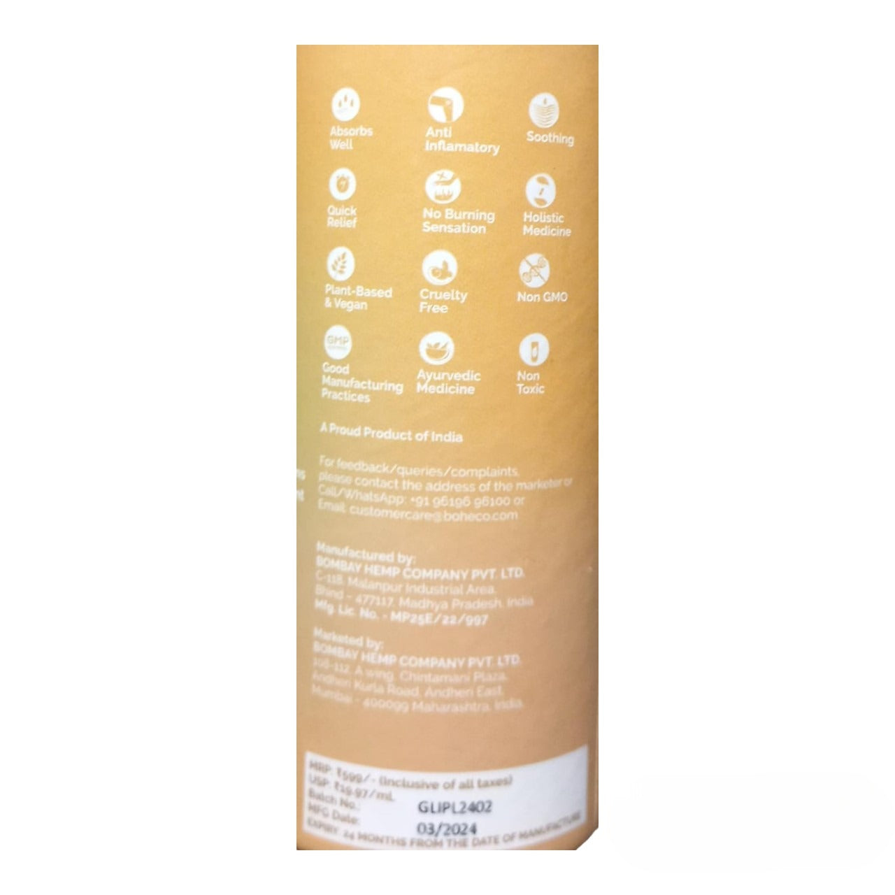 Joint Pain Oil | Glide + - Soothes Arthritis And Joint Pain – Natural - Plant Based – Non Toxic & No Additives – Boheco – 30ml