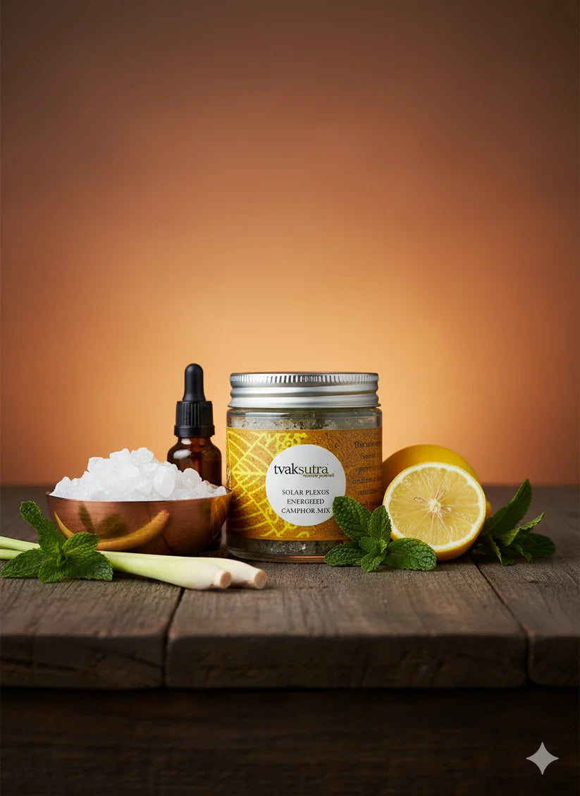 Camphor Blend- Solar Plexus Energized Camphor Mix -Cleanse Spaces and Uplift Energy- Tvaksutra -70gm