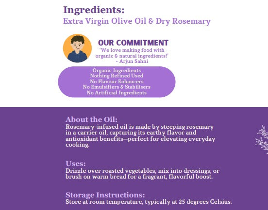 Infused Oil | Extra Virgin Olive Oil with Rosemary - Cold Pressed - Nature&