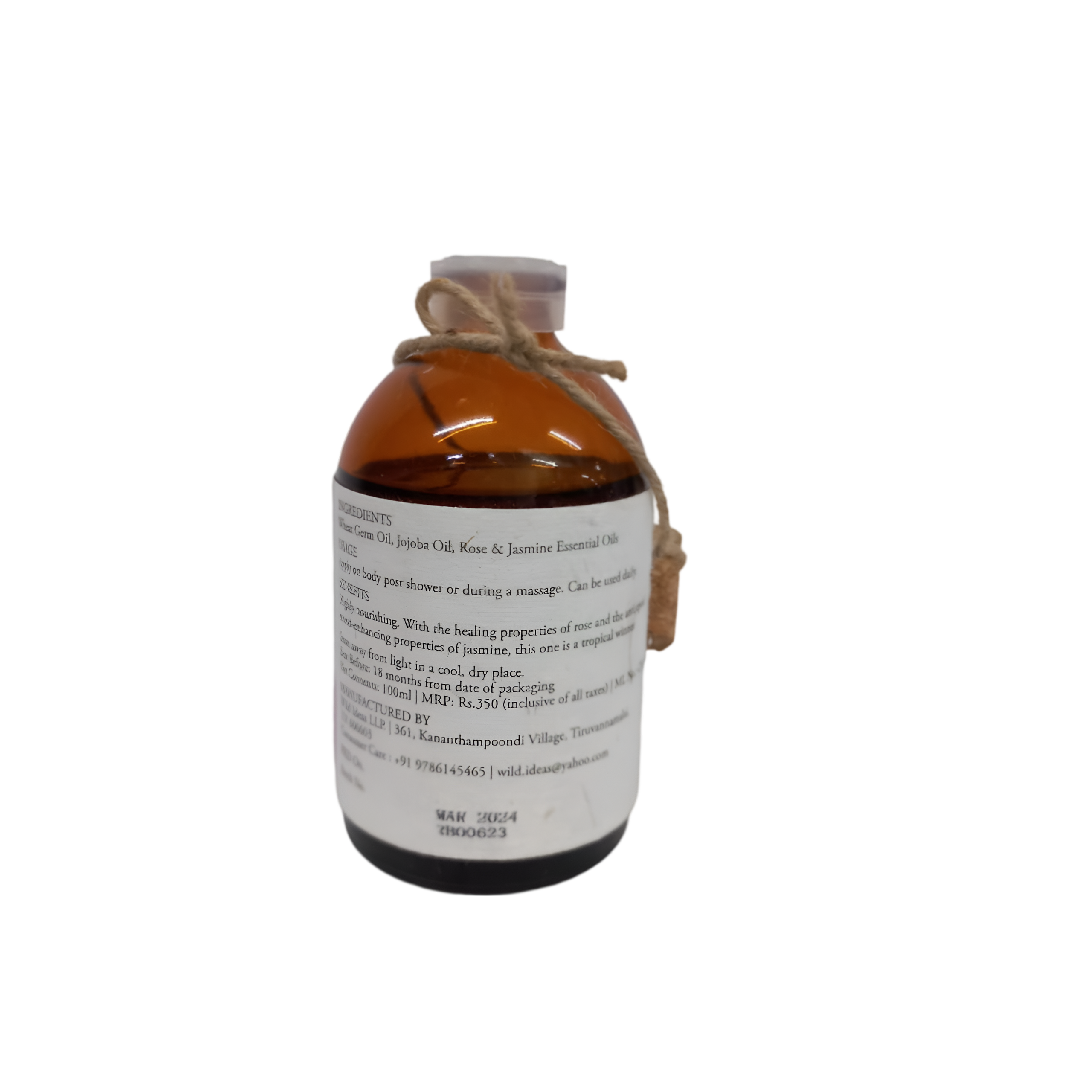 Body Oil | Moisturizing - Rose Jasmine - Pure & Natural – Wild Ideas – 100gm