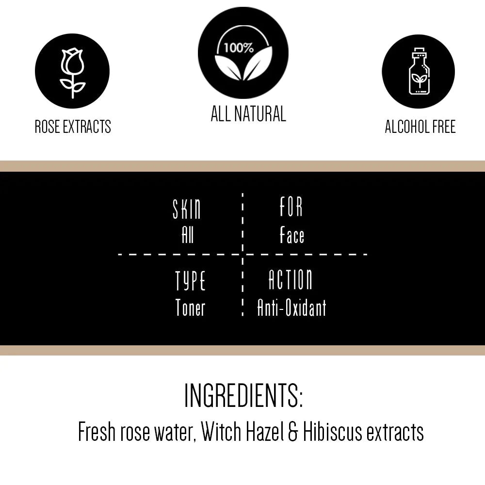 Toner | Clarifying (Rosette) - Perfect For All Skin Types - Natural - Cruelty Free, Paraben Free & Sls Free - Gulnare - 100ml
