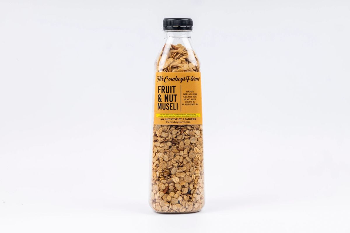 Muesli | Fruit & Nut Muesli - Gluten Free, No Wheat, Maida, Refined Sugar, Trans Fat, Palm Oil, No Artificial Color, Flavor & Preservatives - The Cow boys Farm - 400gm