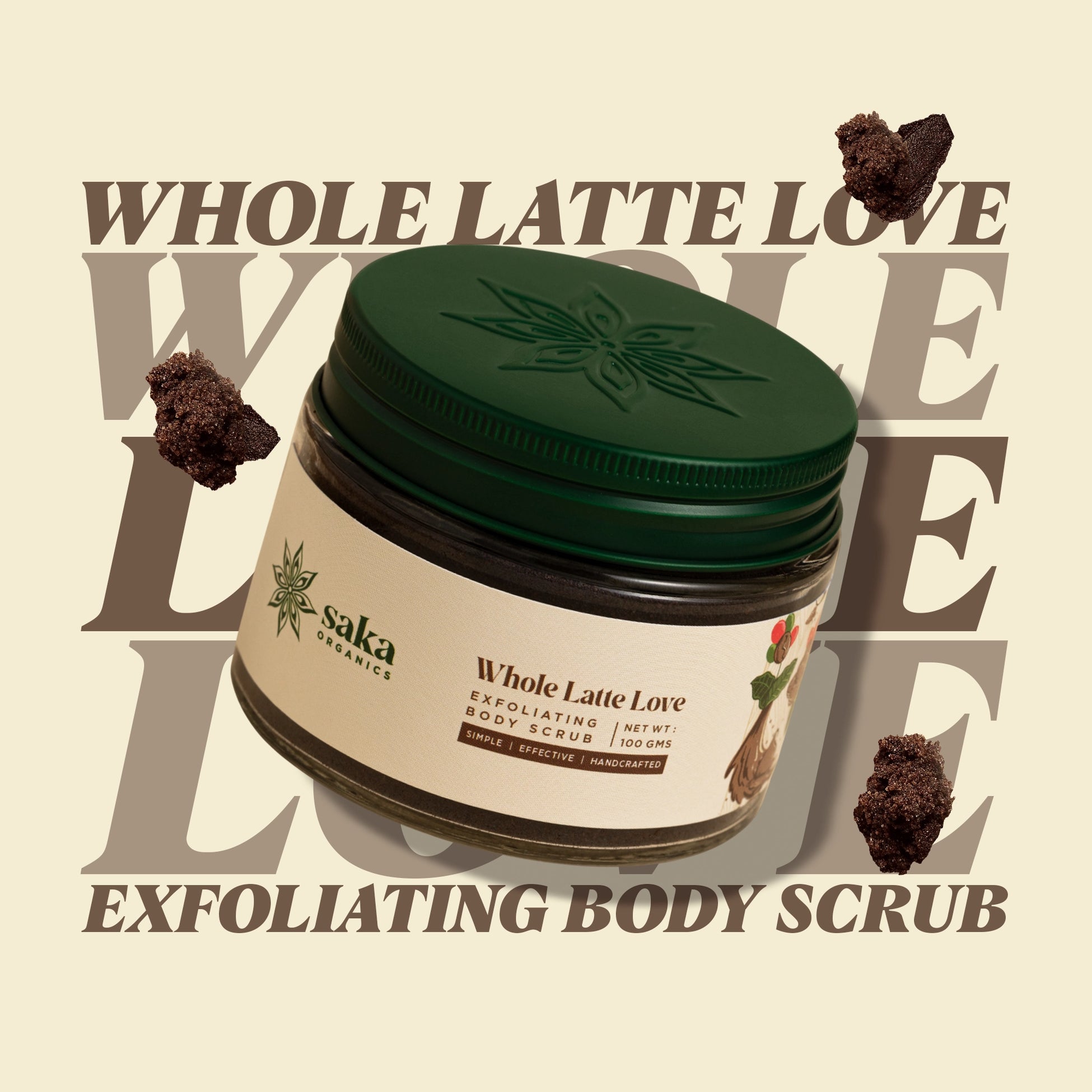 Body Scrub | Exfoliating Body Scrub - Whole Latte Love - Hand Crafted - Saka Organic - 100gm