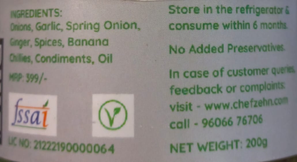 Chunky Ginger & Scallion Oil | Chunky - Cold Pressed Oil – Vegan, No Added Flavors, Colors, Thickener & No Emulsifiers And Stabilisers – CHEF ZEHN – 200gm