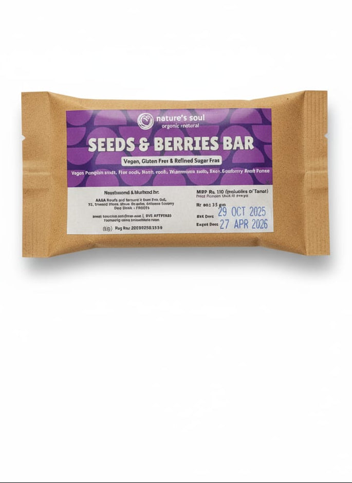 Bar | Seeds & Berries Bar - Vegan, Gluten Free & Refined Sugar Free - Nature&