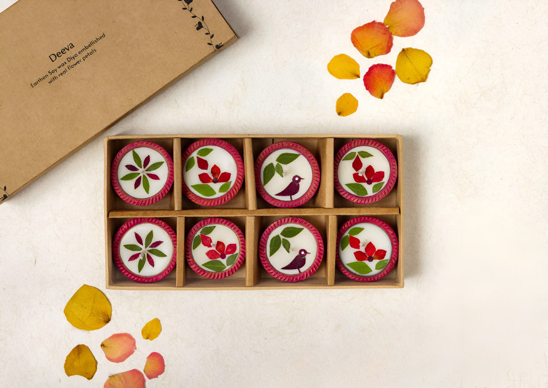 Diya | Earthern (Small Set) - Handcrafted – Eco Friendly Soy Wax, No Chemical & No Harmful Fumes – Nature&