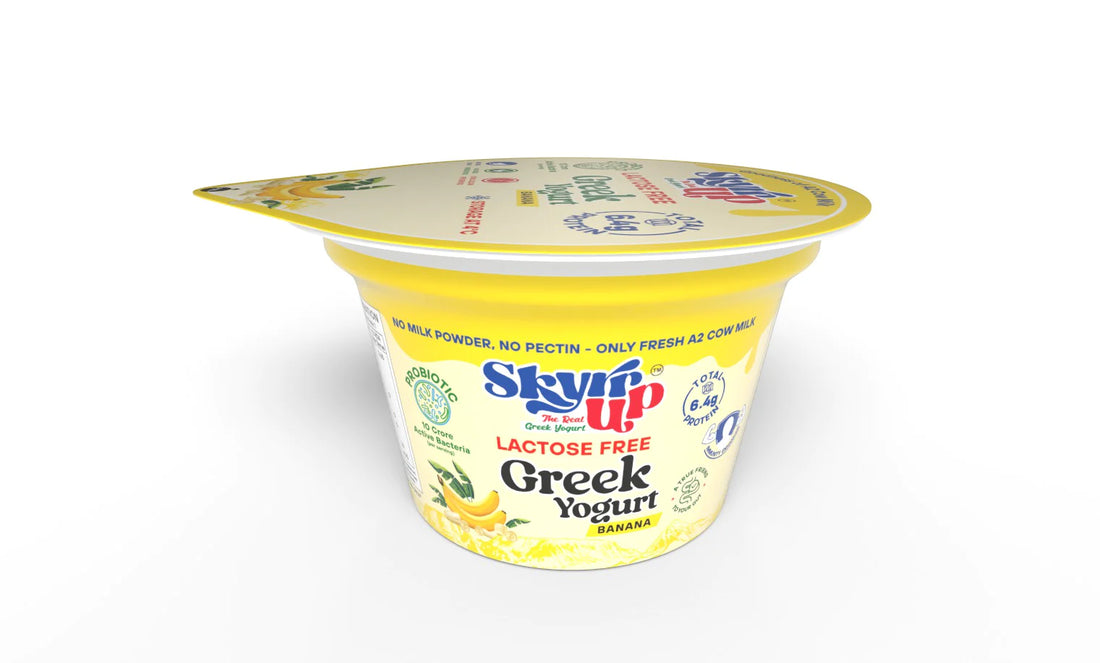 Yogurt | Banana (Made From A2 Milk) – Natural Sugar, 6.4gm Protein, No Milk Powder, Pectin Free, Fat Free & Lactose Free – Skyrrup – 85gm