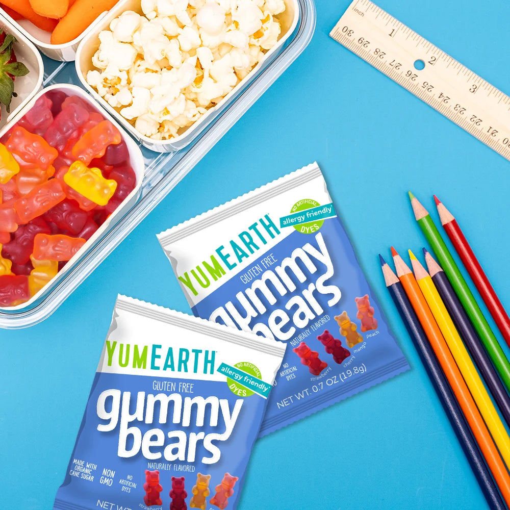 Candy | Assorted Flavor Gummy Bears - USDA Organic - Vegan, Gluten Free, Non GMO & No High Fructose Corn Syrup Or No Artificial Dyes - Yum Earth - 198gm(10 Packs)