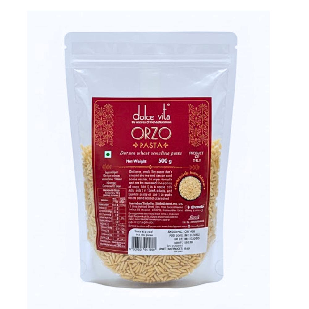 Dolce Vita Orzo Pasta 500gm | Dolce Vita- Premium Durum Wheat Rice-Shaped Pasta