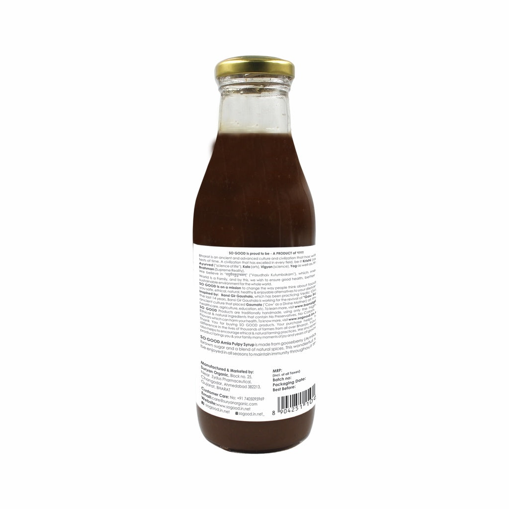 Syrup | l Amla Pulpy Syrup (Made With Natural And Ethical Ingredients) - Natural - Sulphur Free, Cane Free, No Colors, No Preservatives & No Artificial Flavour - So Good - 500ml