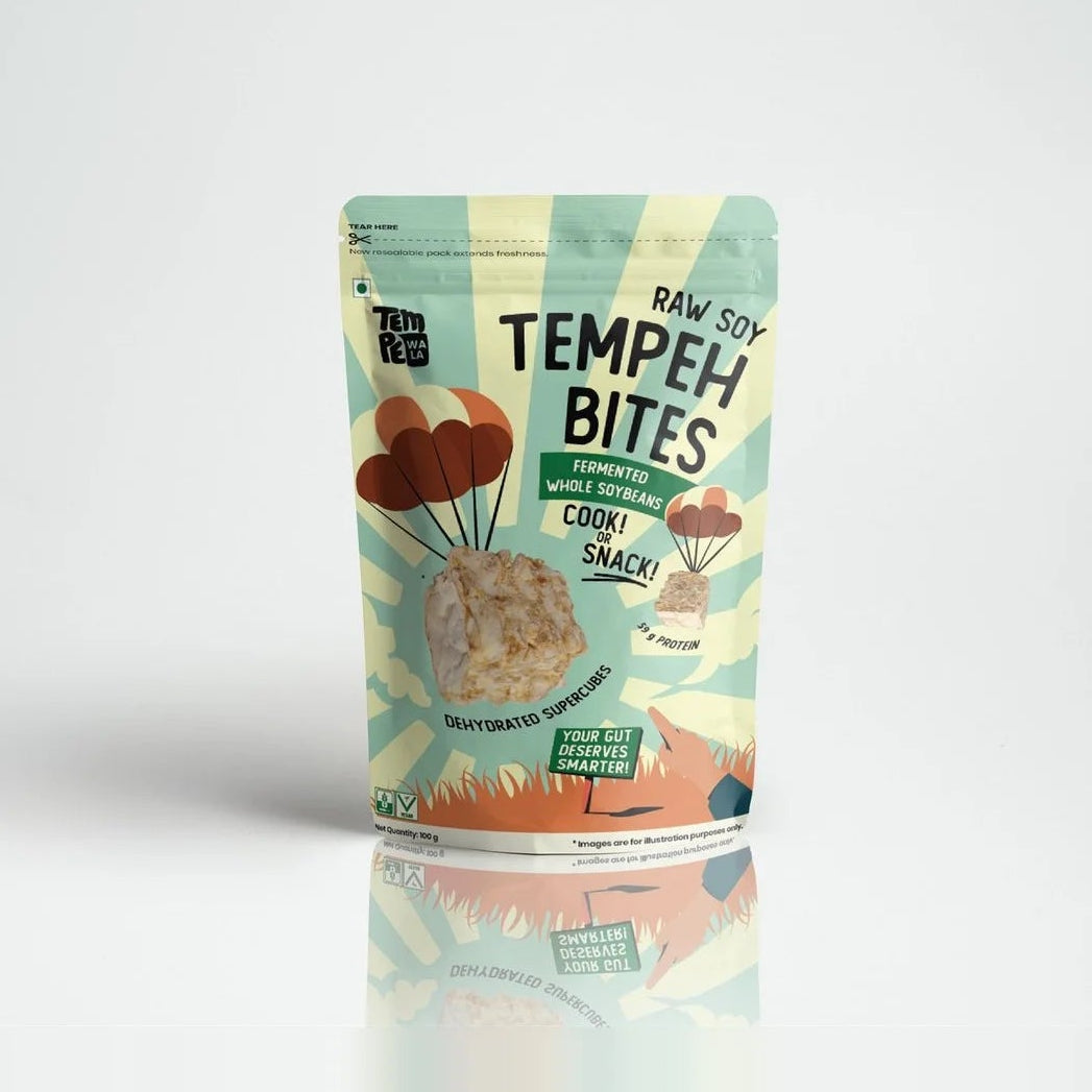Tempeh Bites | Raw Soy Tempeh Bites (59g Protein)- Dehydrated Supercubes, Fermented Whole Chickpeas (Raw Chickpea) -Vegan, Gluten Free - No Artificial Color , Soy-Free & No Artificial Preservatives – Tempewala – 100gm