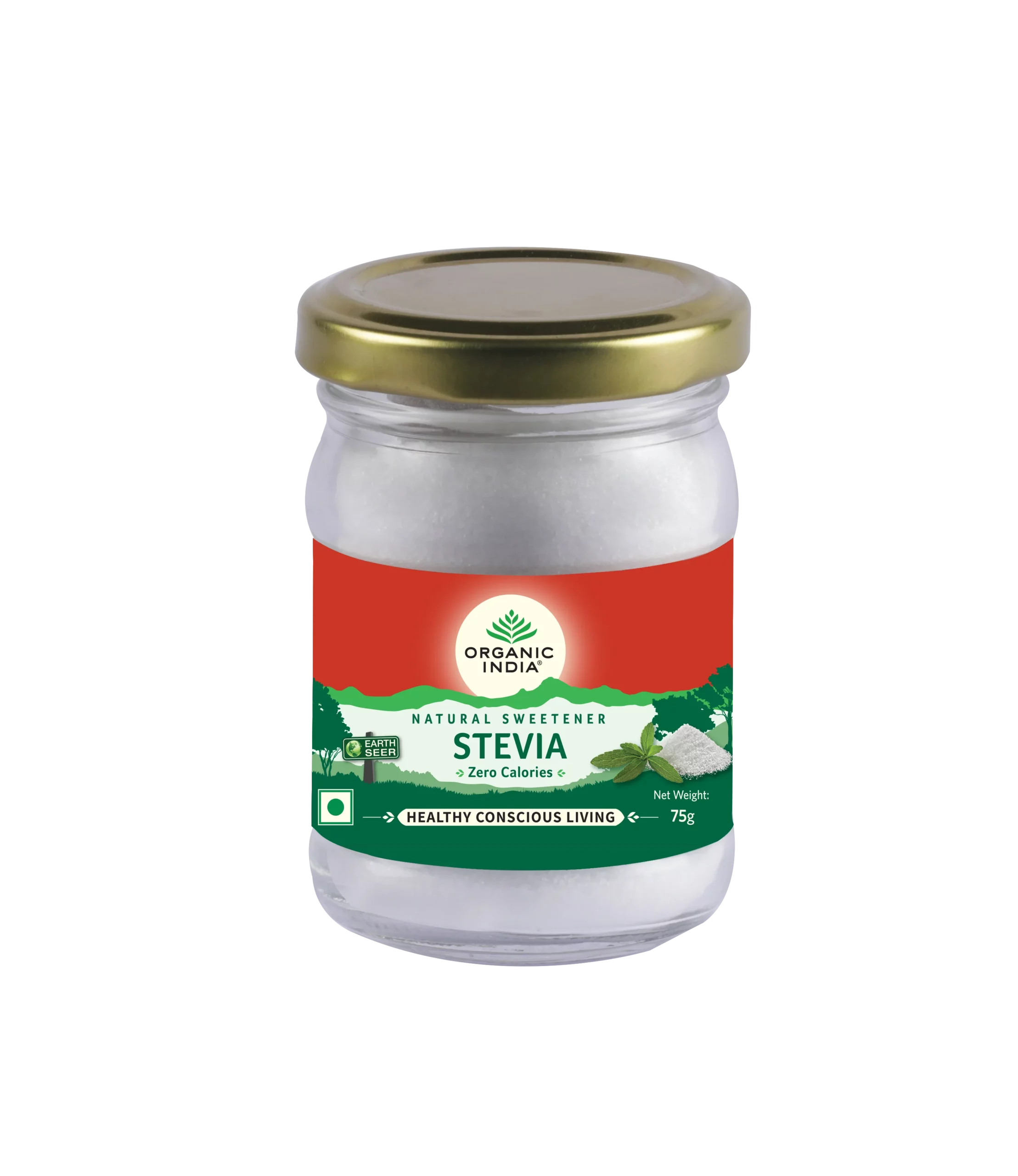 Stevia Powder | Natural Sweetener (Made From The Leaves Of The Stevia Rebaudiana Plant) - Natural - Zero Calories & Sugar Free - Organic India - 75gm