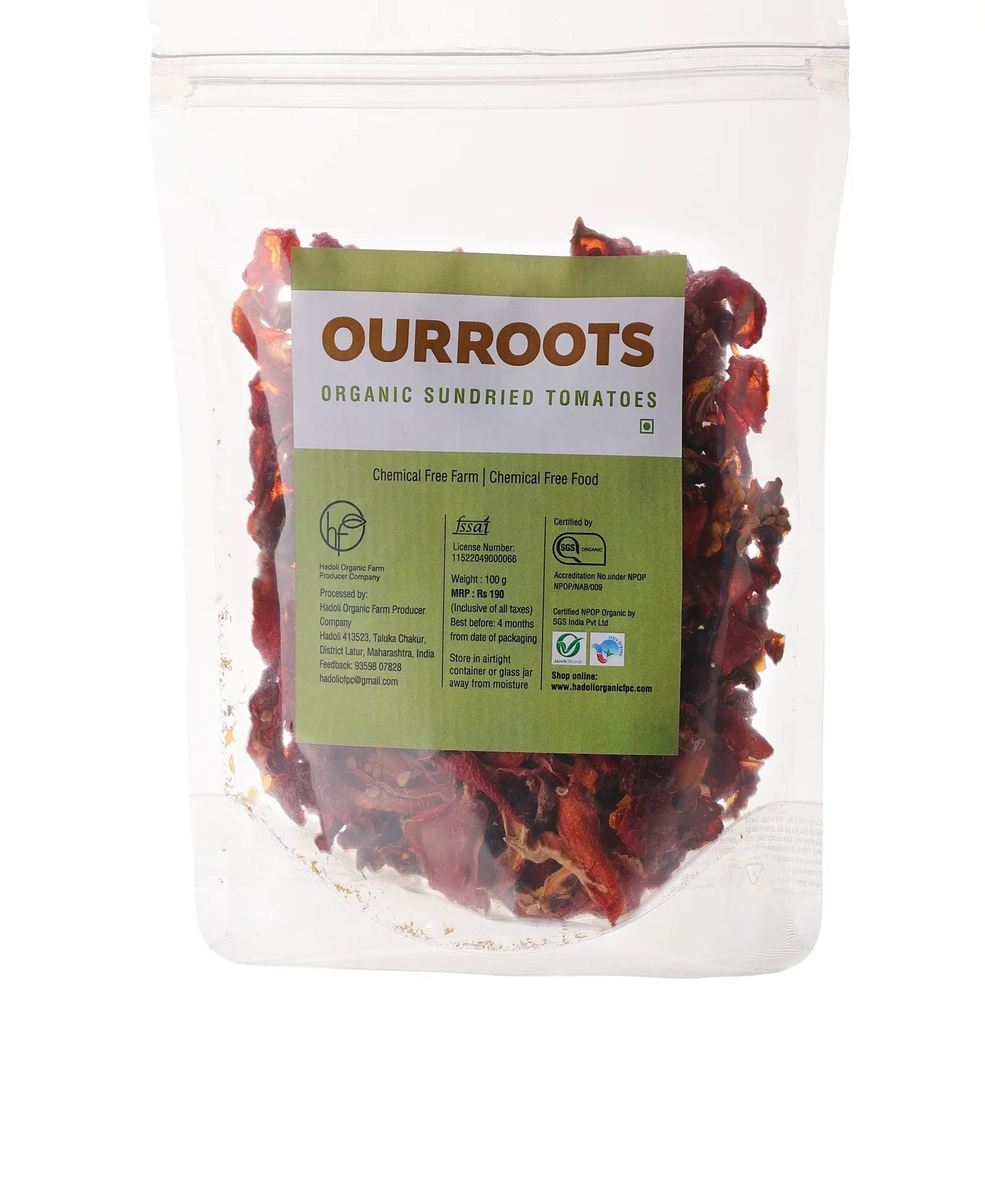 Sundried Tomatoes | Organic – Chemical Free & No Added Preservatives – OURROOTS – 100gm