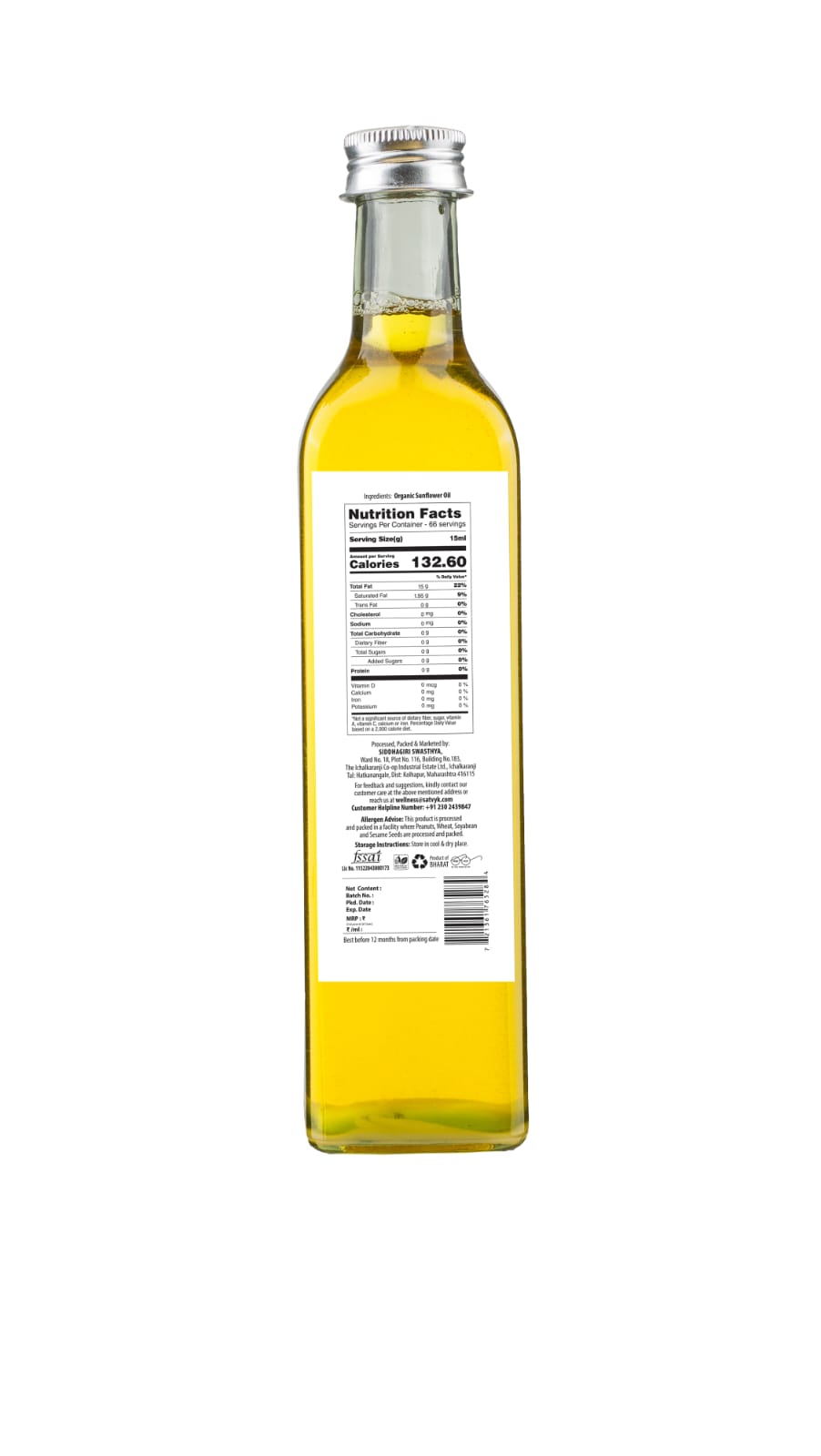 Sunflower Oil | Wood Pressed Oil – Organic - No Added Chemicals & No Added Artificial Preservatives - Satvyk – 500ml