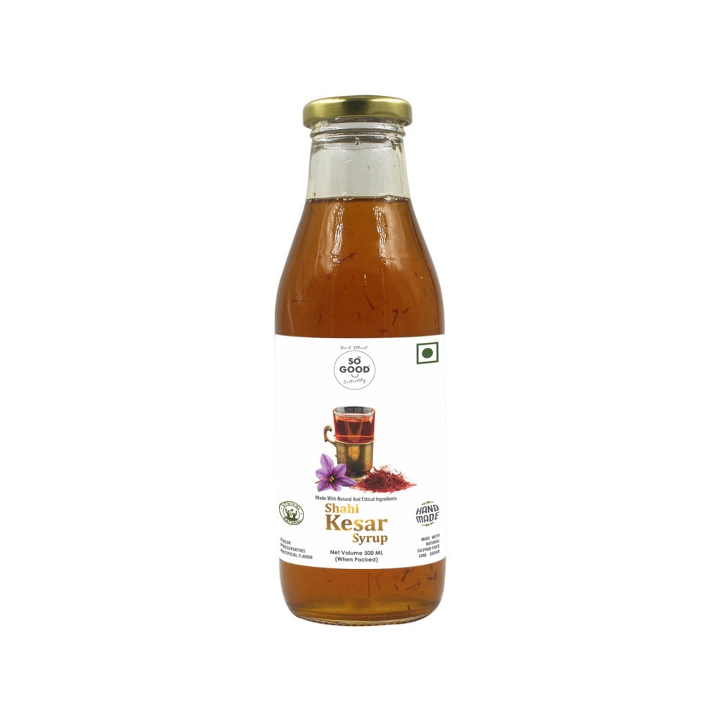 Syrup | Shahi Kesar Syrup (Made With Natural And Ethical Ingredients) - Natural - Sulphur Free, Cane Free, No Colors, No Preservatives & No Artificial Flavour - So Good - 500ml