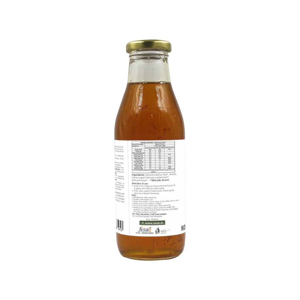 Syrup | Shahi Kesar Syrup (Made With Natural And Ethical Ingredients) - Natural - Sulphur Free, Cane Free, No Colors, No Preservatives & No Artificial Flavour - So Good - 500ml
