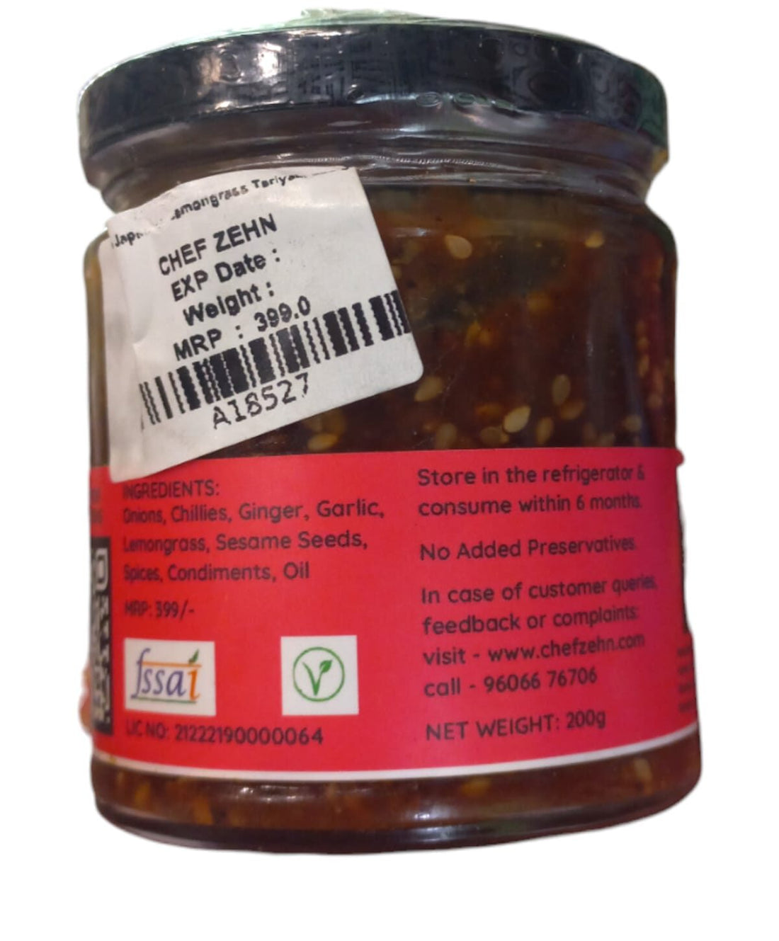 Lemongrass Teriyaki | Japanese Lemongrass Teriyaki - Cold Pressed Oil – Vegan, No Added Flavors, Colors, Thickener & No Emulsifiers And Stabilisers – CHEF ZEHN – 200gm