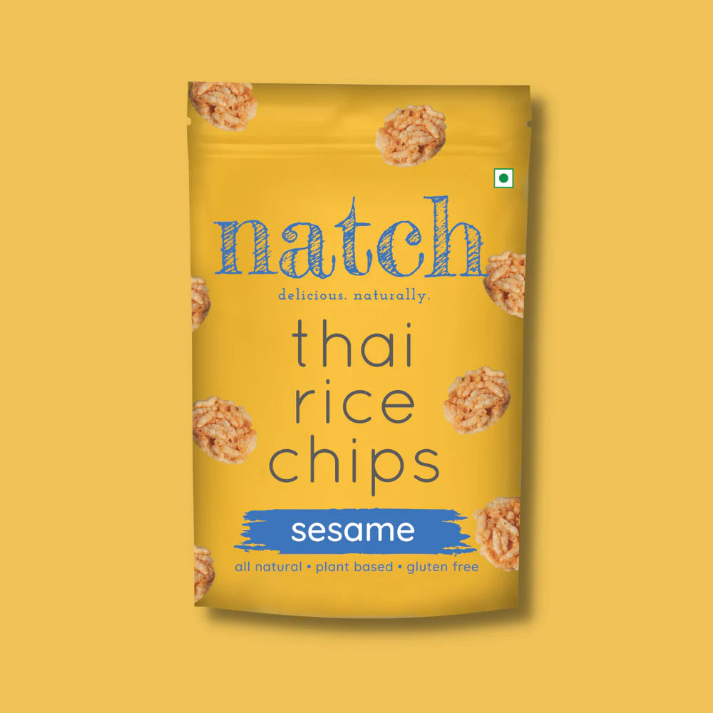 Chips | Thai Rice Chips (Sesame) - All Natural – Vegan, Gluten Free, Trans Fat Free, Non GMO & No Added Artificial Flavor – natch – 25gm